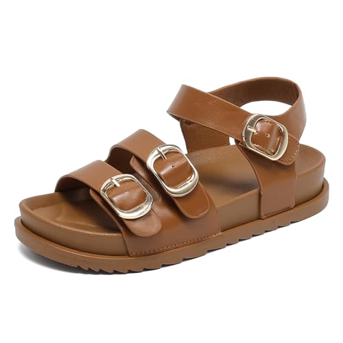 youermei Unisex Kids Sandals With Back Strap, Boys Adjustable Buckle Summer Slides Outdoor, Girls Non Slip On Beach Slippers, Toddler Eva Cloud Pillow Footbed Flat Shoes Indoor