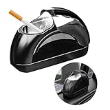 Wevdn Car Ashtray with Lid, Portable Smokeless Car Door Cigarette Ashtray with LED Light, Windproof Automotive Ash Tray for Most Car Home Office Outdoor Use, Car Accessories (Black)