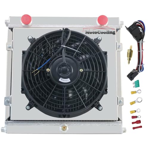 Aluminum Radiator for Dragster/Roadster Style, 3 Row Racing Radiators with Electric Fan Shroud Thermostat Kit