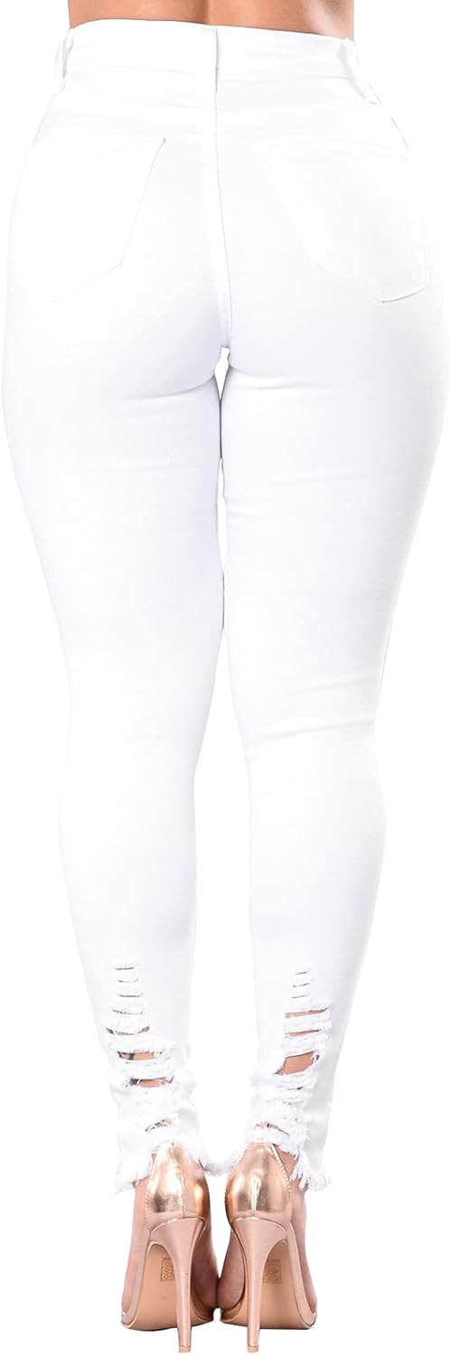 ZERMOM Ripped Skinny Jeans for Women Destroyed Mid Rise Stretch Denim Pants - Image 3