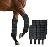 Horse Ice Boot Wraps - Reusable Gel Ice Pack for Horses Boots | Cooling Boot for Horse Injuries& Post-Training, Hock, Knee & Ankle | Horse Supplies & Care Gift Ideas - 1 Pair/Black