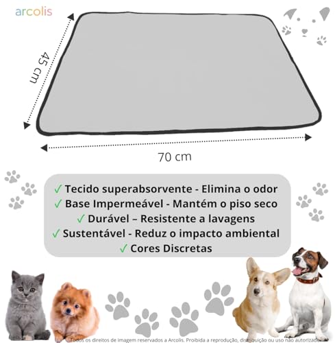 Tapete Higiênico Lavável para Cães e Gatos (Cinza Escuro)