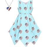 Girls Dress National Day Heart Necklace Sleeveless Hankey Hem Size 12
