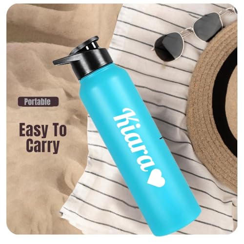 Image of CASPIAN / / / Hike Stainless Steel Customize Sipper Water Bottle Leak Proof Thunder for Fridge Home Office Travel School Kids Boys Girls Adults Sports Gym Yoga (B Teal 1 Litre, Set of 1)