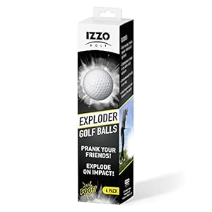 IZZO Golf Exploder Prank Golf Balls 4-Pack – Golf Joke Ball, Novelty Plastic Exploding Ball with Safe, White Powder