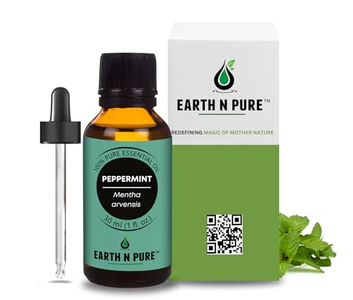 Image of Earth N Pure Peppermint Essential Oil (Pudina Oil) Undiluted, Natural and Therapeutic Grade with Glass Dropper 30 ml