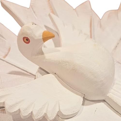 Divino Espírito Santo Grande de Madeira Eucalipto Resplendor Duplo 55cm Artesanato Mineiro Rústico B