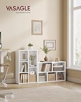 VASAGLE Custos Kollektion - Bücherschrank, Bücherregal, mit 5 Fächern, Büroregal, Würfelregal, Standregal, für Wohnzimmer, Schlafzimmer, Büro, Kinderzimmer, weiß LBC25WT – Ansicht 2