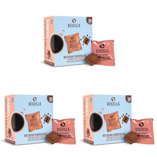Image of Bevzilla 30 Belgian Chocolate Instant Coffee Cubes | Made with Date Palm Jaggery & Arabica Beans | No Refined Sugar | No Preservatives | Coffee Premix with Real Ingredients| Enjoy Hot & Cold
