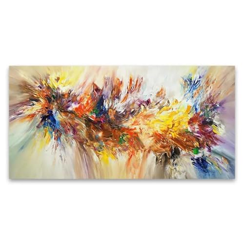 Tableau abstrait fleur colorée sur toile tendue avec cadre chic - 4