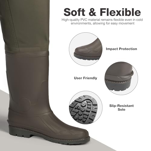 FISHINGSIR Hip Waders, Waterproof Hip Boots for Men & Women, 2-Ply Nylon/PVC Fishing Bootfoot Hip Wader by FISHINGSIR - Image 5