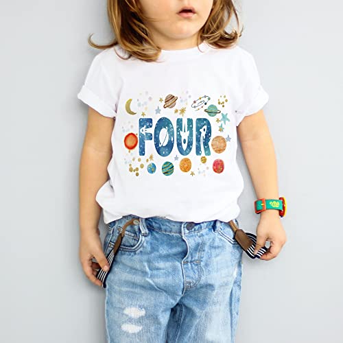 Space Four Birthday shirt Birthday boy Shirt astronaut 4th Birthday Party reaching 4 the moon birthday outfit rocket 4th Birthday Shirt3