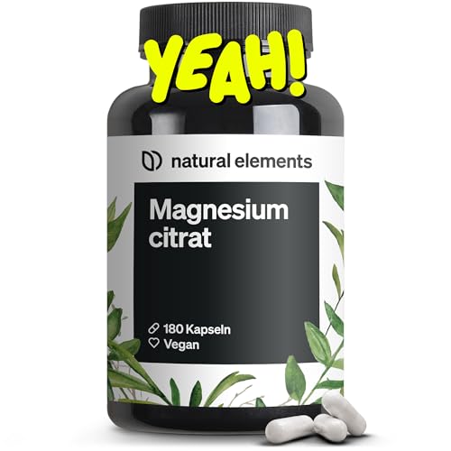 natural elements Magnesiumcitrat – 360mg elementares Magnesium pro Tagesdosis – 180 vegane Kapseln – 2-Monats-Vorrat – hochdosiert, ohne Zusätze – in Deutschland entwickelt & laborgeprüft natural elements Magnesiumcitrat – 360mg elementares Magnesium pro Tagesdosis – 180 vegane Kapseln – 2-Monats-Vorrat – hochdosiert, ohne Zusätze – in Deutschland entwickelt & laborgeprüft