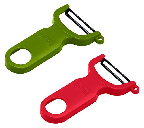 KUHN RIKON Original Swiss Peeler, Set of 2, Red and Green, Plastic, Red & Green