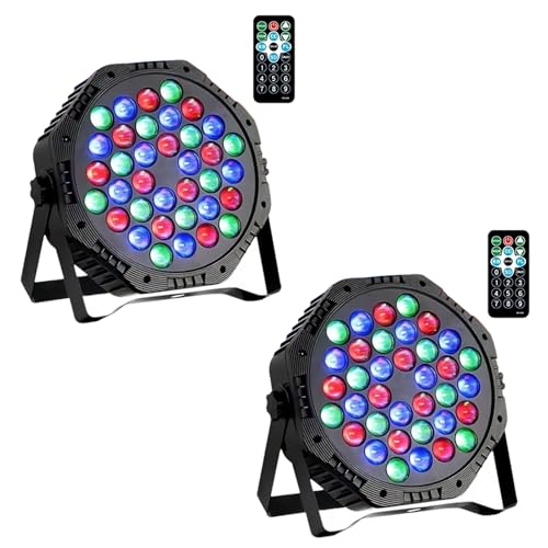2-Pack of 36LED PAR Cans | 9-Mode RGB Stage Lights with Remote Control & Sound Activation | Perfect for DJ Parties, Weddings, Discos, Dance Bars & Music Shows | Stage Lighting（DJ – Light）