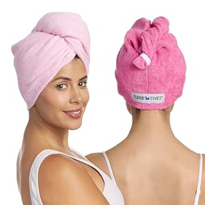 Turbie Twist 2-Pack Microfiber Hair Towel for Beauty, Travel, Gifting – Hair Wrap Turban for Straight, Wavy & Curly Hair – Premium Hair Care – Dark Pink & Light Pink