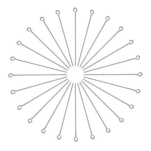 TOAOB 200pcs Stainless Steel Eye Pins 2 Inch Open Eye Pins Head Pins for DIY Earring Necklace Jewelry Making