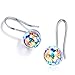 CRYSLOVE Christmas Gifts Aurora Borealis Crystal Earrings for Women 925 Sterling Silver Drop Dangle Earring 18K Platinum Plated Ball Jewelry Fishhook Earrings