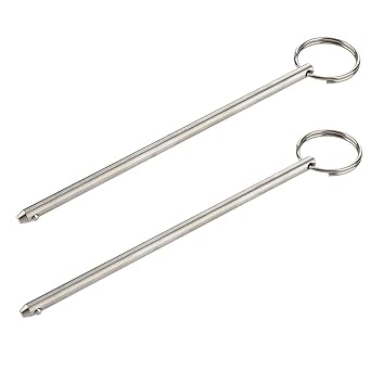 2 Pack Long Quick Release Pin, Diameter 0.236"6mm, Usable Length 5-3/4"146mm, Overall Length 6.3"160mm, Full 316 Stainless Steel, Bimini Top Pin, Marine Hardware