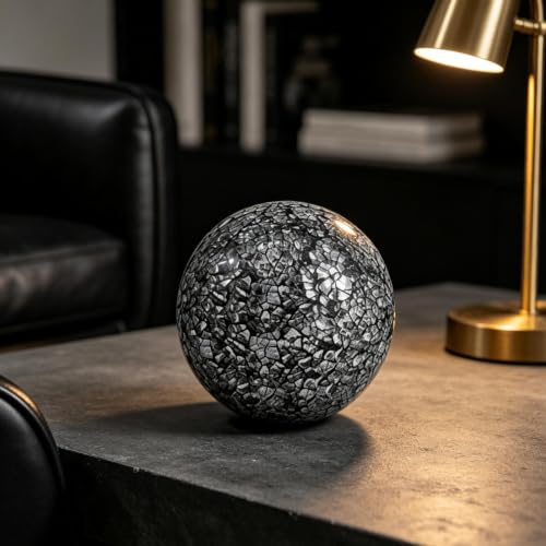 Bolas decorativas de vidrio para jarrones Baoblaze 6 piezas 8cm negro plata 3