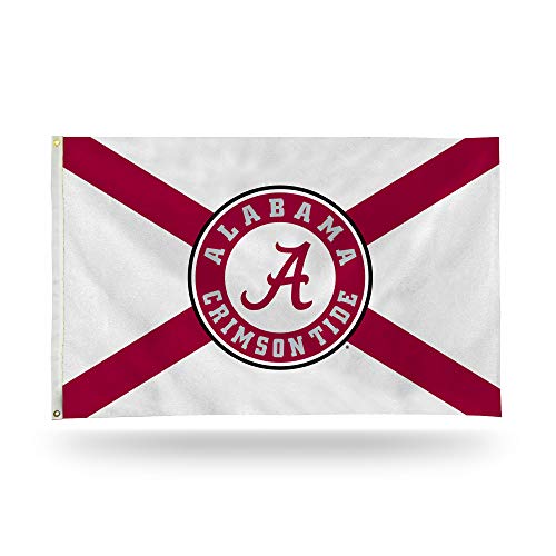 Rico Industries NCAA Alabama Crimson Tide White State Flag 3' x 5' Banner Flag Single Sided - Indoor or Outdoor - Home Décor