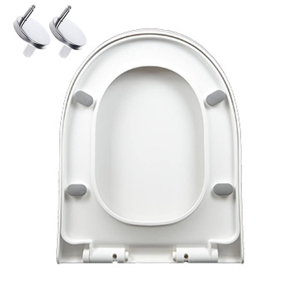 Dxpsxjl One Color White D-Shape Soft-Close Plastic Toilet Seat, Quick Release & Adjustable Hinges, Easy To Use