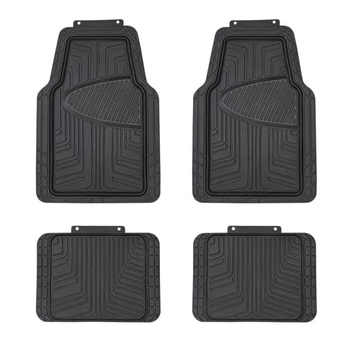 Amazon Basics 4-Piece Premium All-Season Anti-Slip Rubber Floor Mats, All Weather Protection for Cars, SUVs and Trucks, Universal Trim to Fit, Black view 2