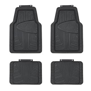 Amazon Basics Lot de 4 tapis de sol en PVC pour voitures, SUV et camionnettes Toutes saisons Noir