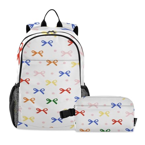 Nœuds colorés à la dopamine sac à dos scolaire fille 9-10 ans avec sac de repas isotherme