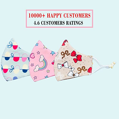 Image of 3 Layer Kids Face Mask With Adjustor - Reusable & washable Cotton Kids Mask For 3-7 OR 7-12Years Old Boys & Girls - Designer Mask For Children (PACK OF 6)