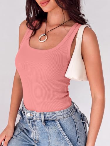 Image of ANRABESS Womens Square Neck Ribbed Tank Tops 2026 Summer Sleeveless Shirts