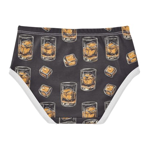 ZZKKO Whiskey Glass with Ice Cube Girls Underwear Toddler Panties for Girls Comfort Brief Size 2T-8Y2
