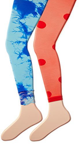 Jefferies Socks Girl's Lace Tie Dye and Dotty Footless Tights 2 Pair Pack