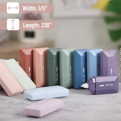 Mr. Pen- Correction Tape, 0.2 x 236, 12pcs, Pastel Colors, Cute Correction Tape, Back to School Supplies