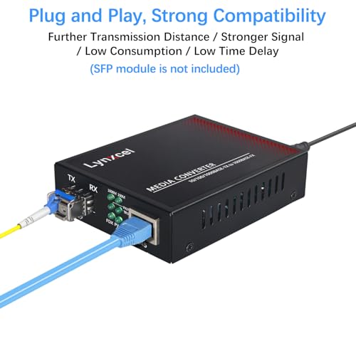 Image of Gigabit Fiber Media Converter, Open SFP Slot SFP to Ethernet Converter, 10 /100 /1000Base-TX to 1000Base-FX Fiber Ethernet Converter, Support SFP Gigabit Modules, 1 Pair
