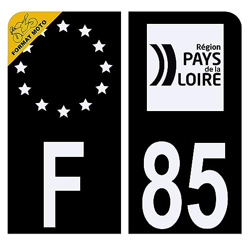 Autocollant Sticker Plaque d'immatriculation Moto Département 85 Vendée Noir