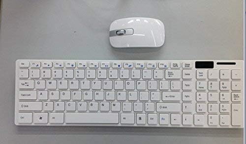 Wireless Keyboard Mouse Combo White Ultra Slim Ergonomic 2.4G Cordless Set with Silent Scissor Keys Adjustable DPI USB Receiver Plug & Play Compatible with Laptop Desktop Windows PC