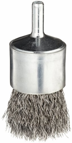 Image of Weiler 11007 1 inch Coated Cup Crimped Wire End Brush, .0104 inch Steel Fill, Made in the USA
