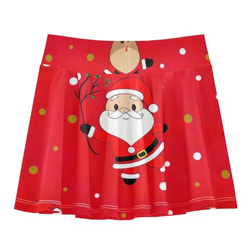 Christmas Cute Cartoon Red Athletic Shorts Girls Skorts Toddlers Tennis Skirts Preppy Little Girl 3t2