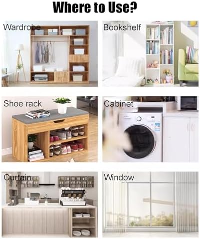 Dust-Proof Under Sink Curtains for Shoe Cabinet & Kitchen Shelf, Blackout Short Curtains with Self-Adhesive Slide Rail, Invisible Folding Design, 70cm x 120cm for Laundry Room & Wardrobe