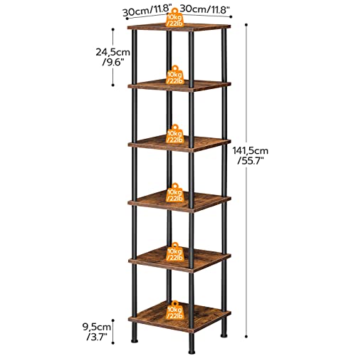 Hoobro 6-Tier Corner Shelf, Corner Square Rack And Desktop Printer Stand With Charging Station For Small Spaces, Living Room, Home Office, Kitchen, Rustic Brown, Black Bf55Cj01-Bf01Ups01 #TOP3