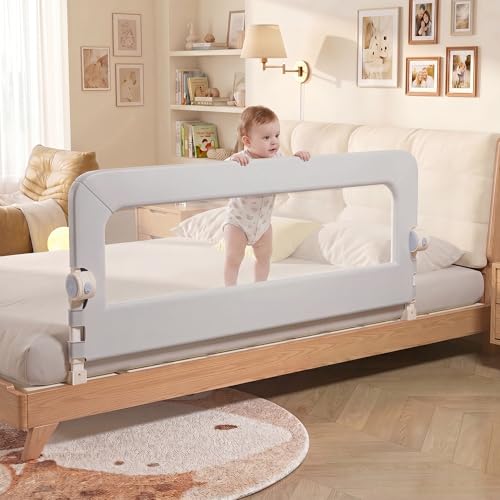 EAQ Bed Rails for Toddlers, Foldable Toddler Bed Rail,Height Adjustable Bed Rails for Baby, Portable Baby Bed Rails Guard Bumper for Kids