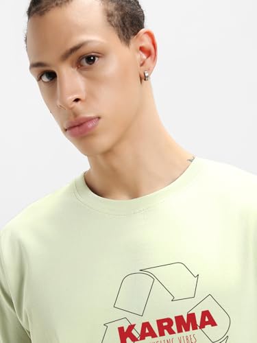 Image of Bewakoof Men's Graphic Printed Regular Fit Half Sleeve Round Neck Pure Cotton T-Shirt