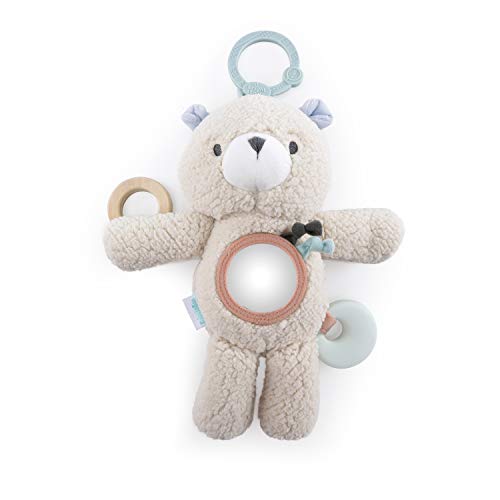 Image of Ingenuity Premium Soft Plush Travel Activity Toy with Wooden Teethers - Nate The Teddy Bear, Ages Newborn and up