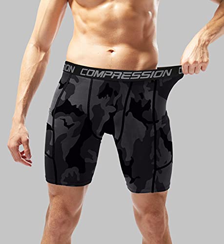 Holure Men's 3 Pack Sport Compression Shorts Athletic Underwear,2 Black/Camo Black 04-L #TOP2