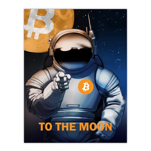 Artery8 Bitcoin To Moon Crypto Astronaut Satoshi Man Cave Unframed Wall Art Print Poster Home Decor Premium
