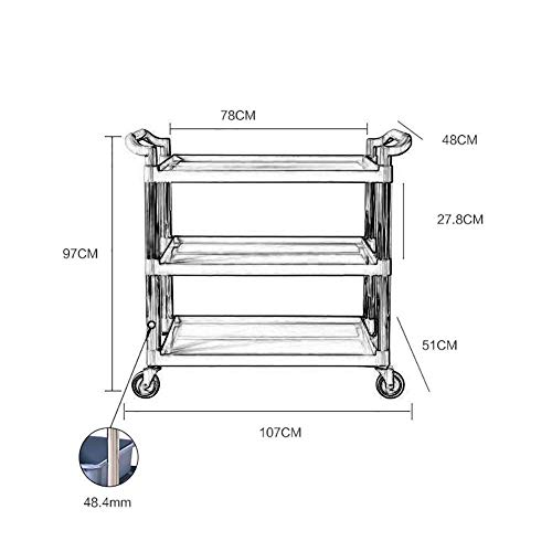 Trolley op wielen Tool 3 Tier Hotel Catering Cart met handvat Restaurants Schoonmaakservice Verzamelrol Trolley met wiel… - Afbeelding 4