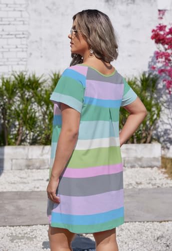Image of Alaster Women's Casual Summer T Shirt Dress Loose Short Sleeve Tunic Dress with Pocket for Women