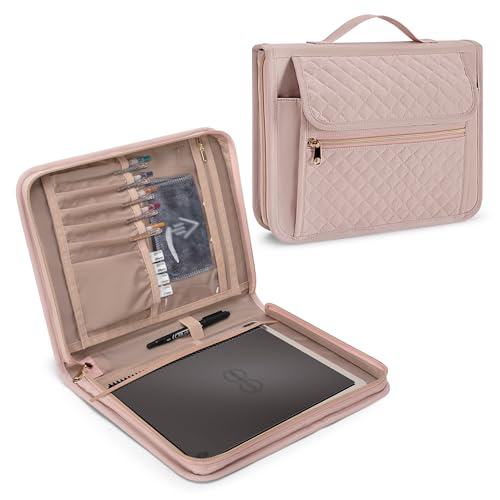 Damero Folio Cover Compatible for Rocketbook Core, Panda and Fusion, Reusable Notebook Cover for Letter Size 8.5'' x 11'' with Pen Holder and Magnetic Clasp, Pink