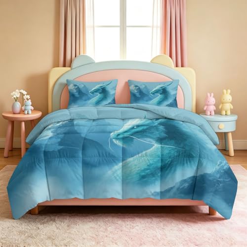Couette 200 x 200 cm 4 Saisons Dragon avec 2 Taies d'oreiller - 8